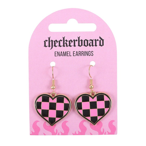 Checkerboard Heart Earrings